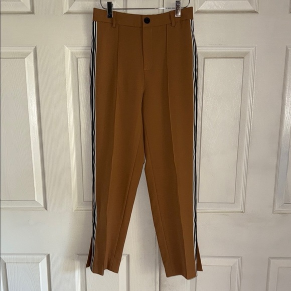NWOT A Loves A Dark Tan Side Stripe Trousers - Picture 1 of 8